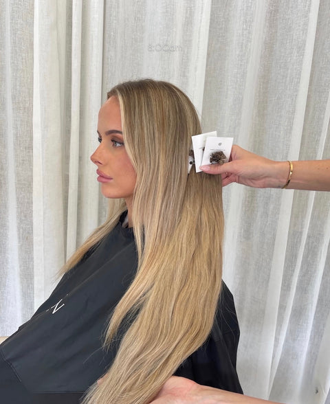 Hair extension consultation at James Collective Hair North Lakes