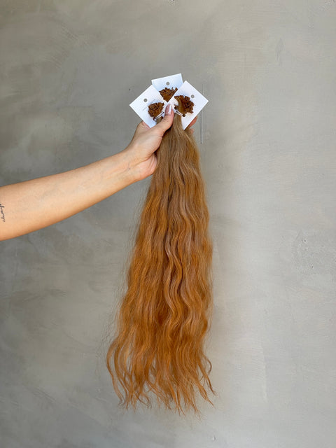 Wavy keratin bond extensions supplied by James Collective Hair Extension Specialists