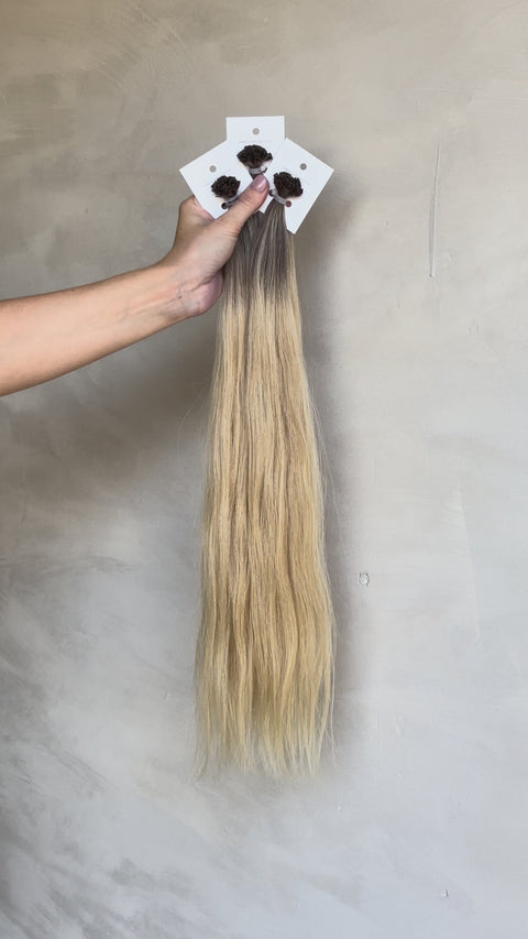 beige blonde keratin extensions